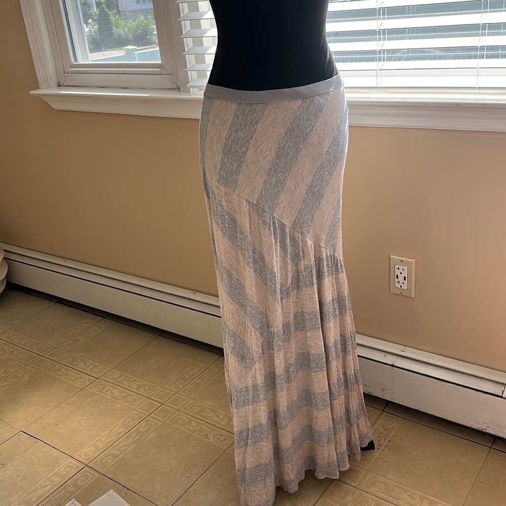 Tart Collection Light Gray Striped Long Maxi Skirt